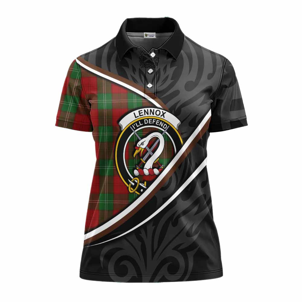 Lennox Tartan Family Crest Women's Polo Shirt Celtic Scottish Thistle Floral - Tartan Vibes Clothing