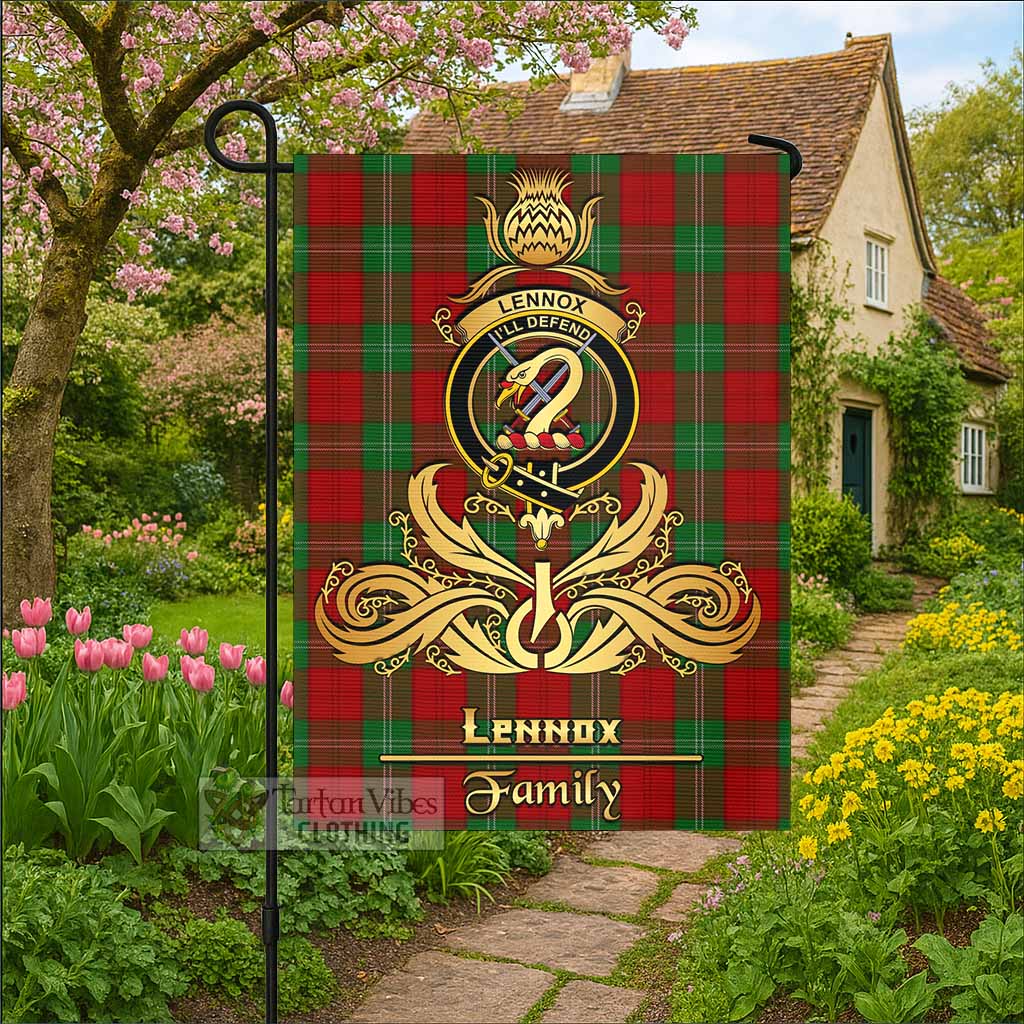 Lennox Tartan Garden Flag with Highland Thistle Cherish Family Crest Style - Tartan Vibes Clothing