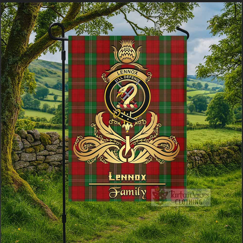 Lennox Tartan Garden Flag with Highland Thistle Cherish Family Crest Style - Tartan Vibes Clothing