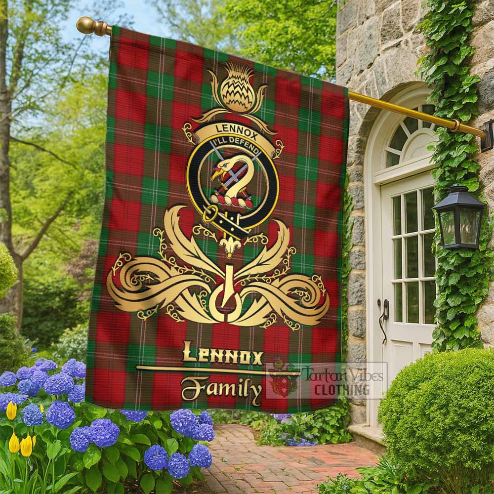 Lennox Tartan Garden Flag with Highland Thistle Cherish Family Crest Style - Tartan Vibes Clothing