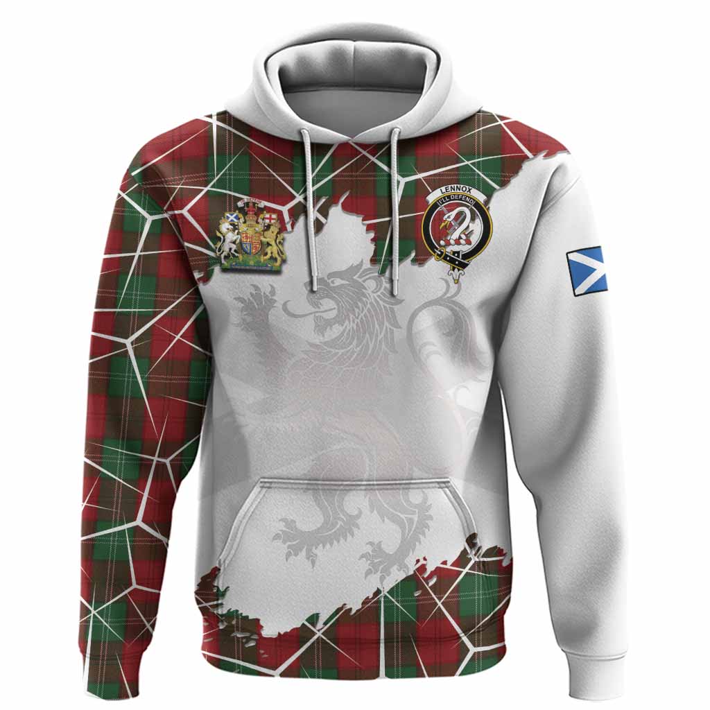 Lennox Tartan Hoodie with Family Crest and Lion Rampant Grunge Style