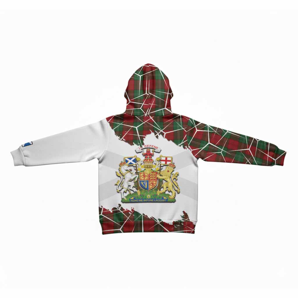 Lennox Tartan Kid Hoodie with Family Crest and Lion Rampant Grunge Style
