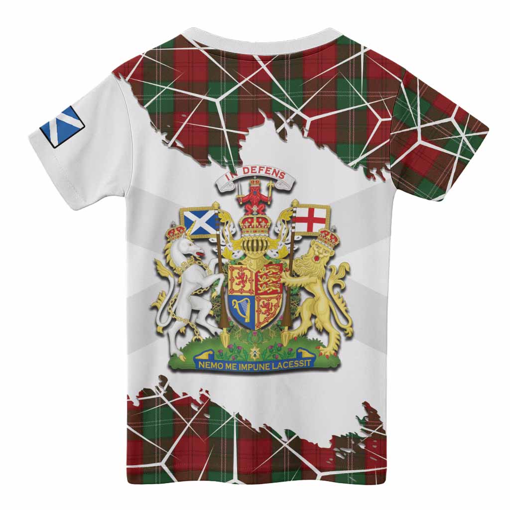 Lennox Tartan Kid T-shirt with Family Crest and Lion Rampant Grunge Style