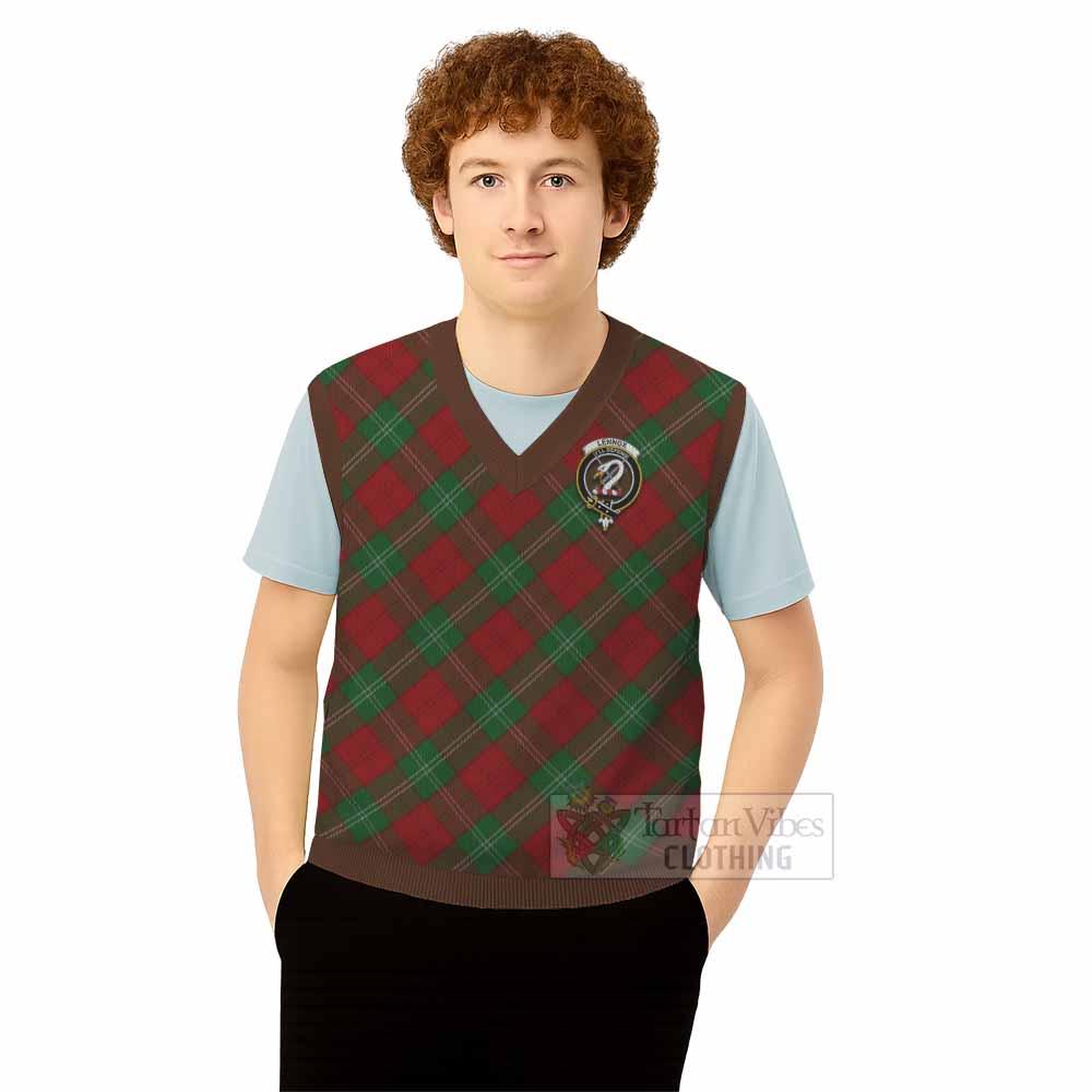 Lennox Tartan Knitted V-Neck Vest with Family Crest Cross Style