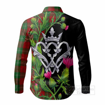 Lennox Tartan Luckenbooth Long Sleeve Button Shirts Silver Heart Crown Thistle Floral