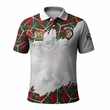 Lennox Tartan Polo Shirt with Family Crest and Lion Rampant Grunge Style