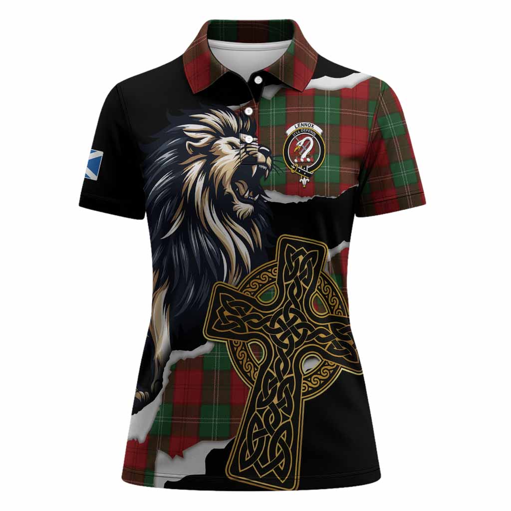 Lennox Tartan Scottish Women Polo Shirt Lion Celtic Heritage