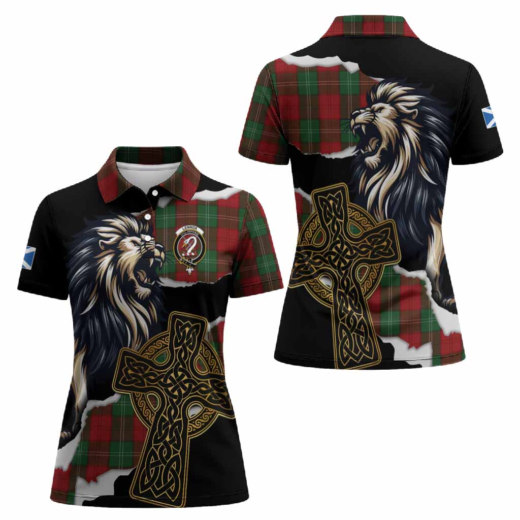 Lennox Tartan Scottish Women Polo Shirt Lion Celtic Heritage