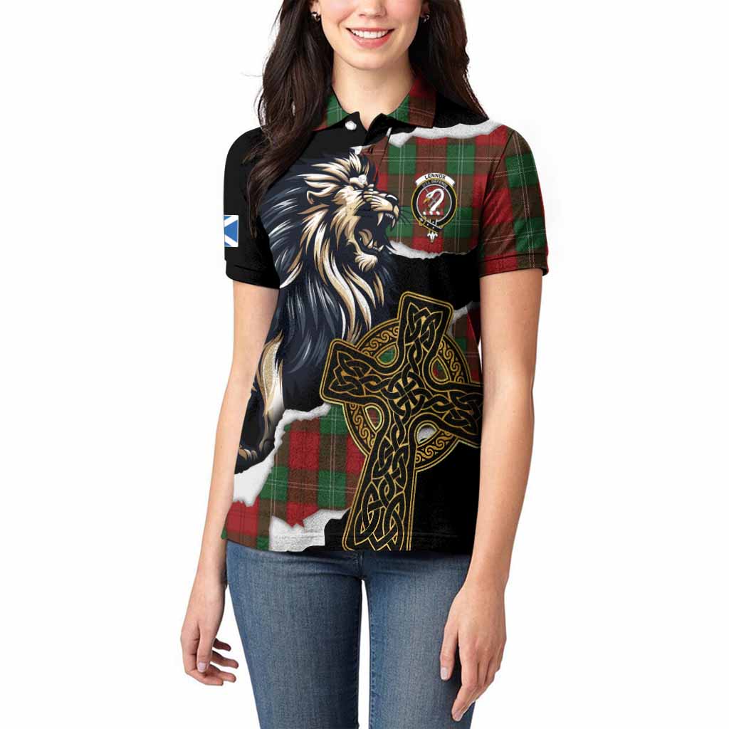 Lennox Tartan Scottish Women Polo Shirt Lion Celtic Heritage