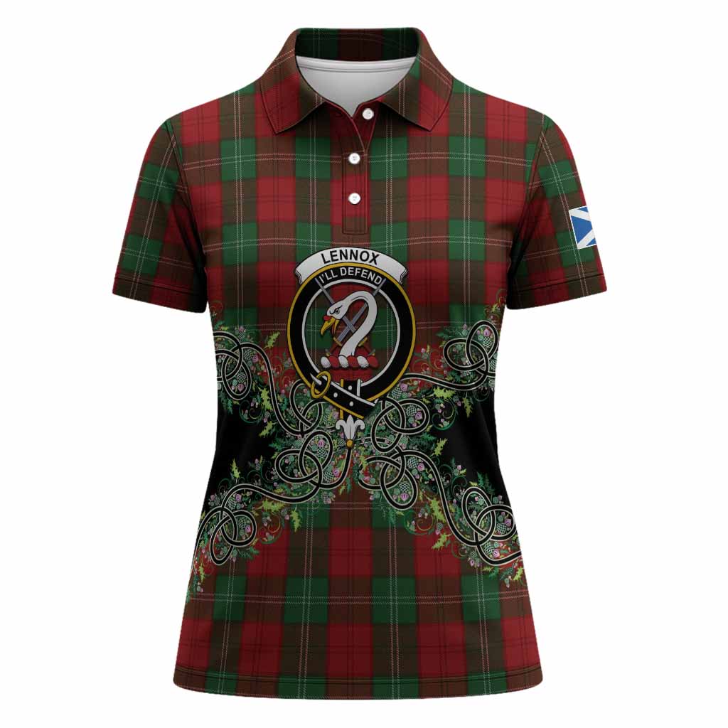 Lennox Tartan Women Polo Shirt Thistle Scottish Spirit