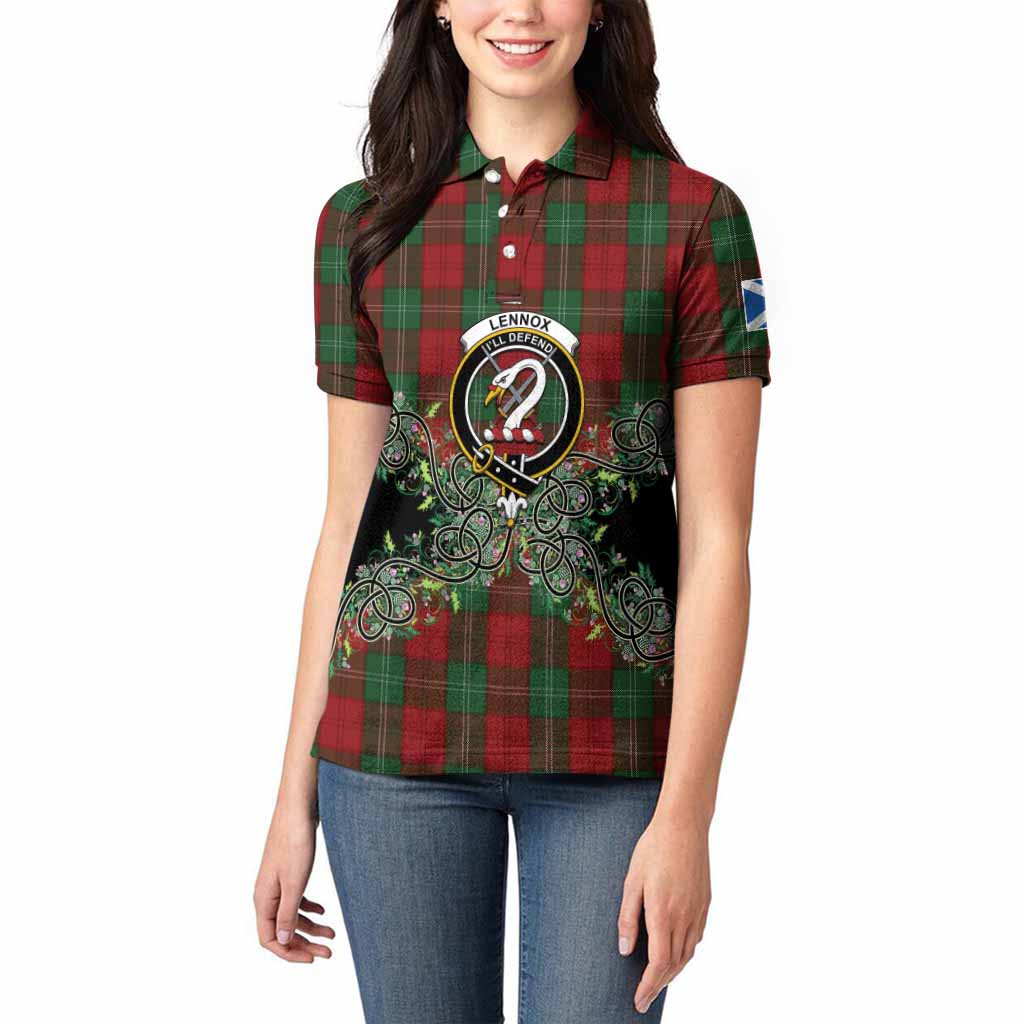 Lennox Tartan Women Polo Shirt Thistle Scottish Spirit