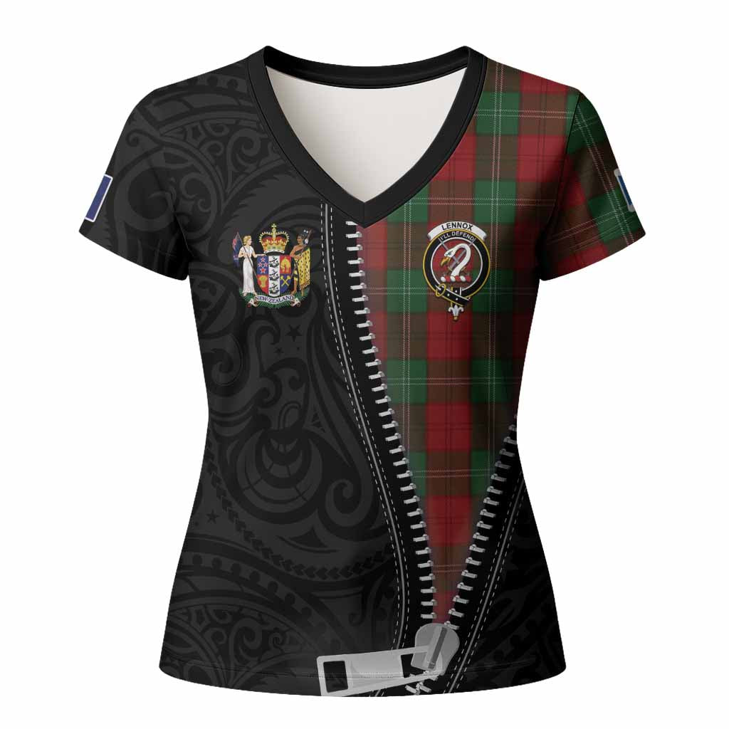 Lennox Tartan Women T shirt New Zealand Pattern Unique Zipper Stylized
