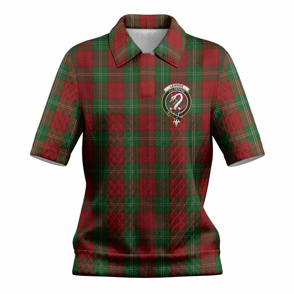 Lennox Tartan Women’s Polo Sweater Top with Family Crest