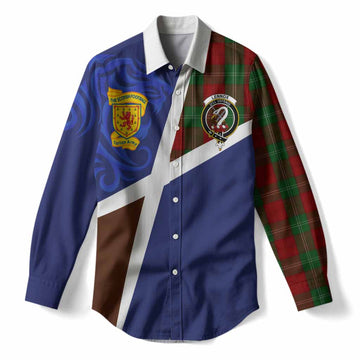 Lennox The Scottish Football Crest Women Casual Shirt Lion-Tartan Army