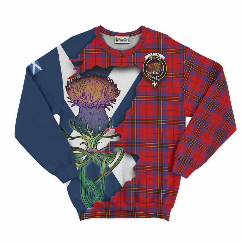 Tartan Vibes Clothing Leslie Tartan Family Crest Sweatshirt Scottish Thistle Celtic Inspired