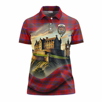 Leslie Tartan Family Crest Women's Polo Shirt with Scottish Ancient Castle Style
