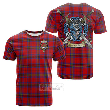 Leslie Tartan Cotton T-shirt with Family Crest Celtic Skull Style