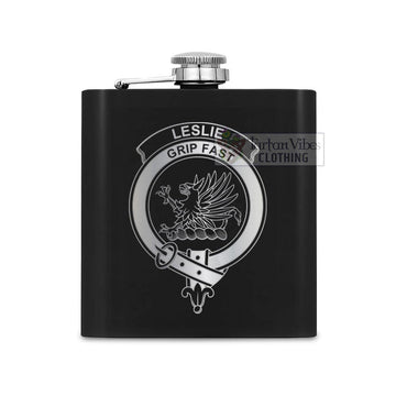 Leslie Crest Hip Flask Set 7oz Black Stainless Steel with A Gift Box