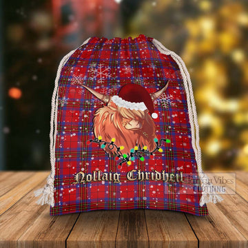 Tartan Vibes Clothing Leslie Tartan Christmas Santa's Bag with Highland Cow