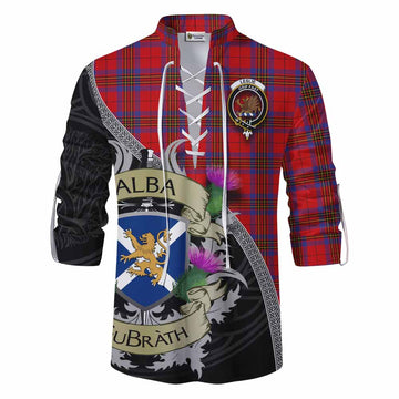 Tartan Vibes Clothing Leslie Tartan Family Crest Ghillie Kilt Shirt Lion Rampant Royal Thistle Shield Celtic Inspired