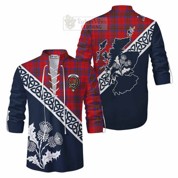 Tartan Vibes Clothing Leslie Tartan Ghillie Kilt Shirt Featuring Thistle and Scotland Map