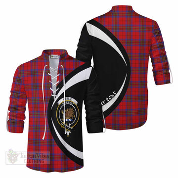 Tartan Vibes Clothing Leslie Tartan Ghillie Kilt Shirt with Family Crest Circle Style