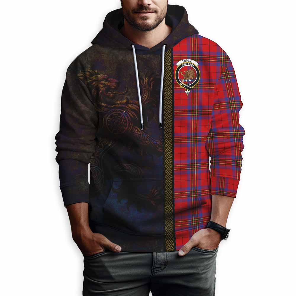 Tartan Vibes Clothing Leslie Tartan Family Crest Hoodie Alba Gu Brath Be Brave Lion Ancient Style