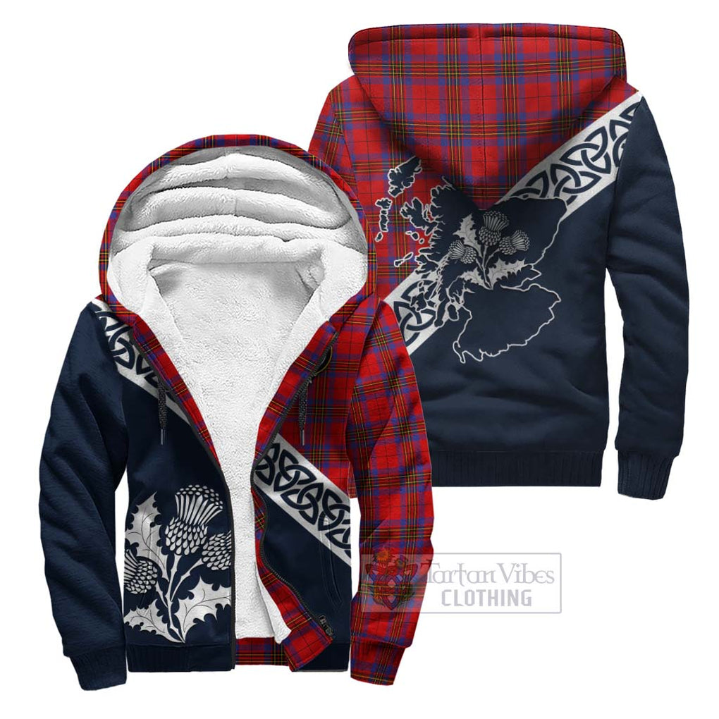 Tartan Vibes Clothing Leslie Tartan Sherpa Hoodie Featuring Thistle and Scotland Map