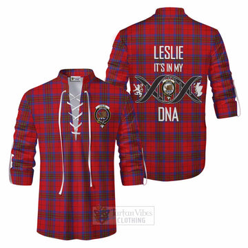 Tartan Vibes Clothing Leslie Tartan Ghillie Kilt Shirt with Family Crest DNA In Me Style
