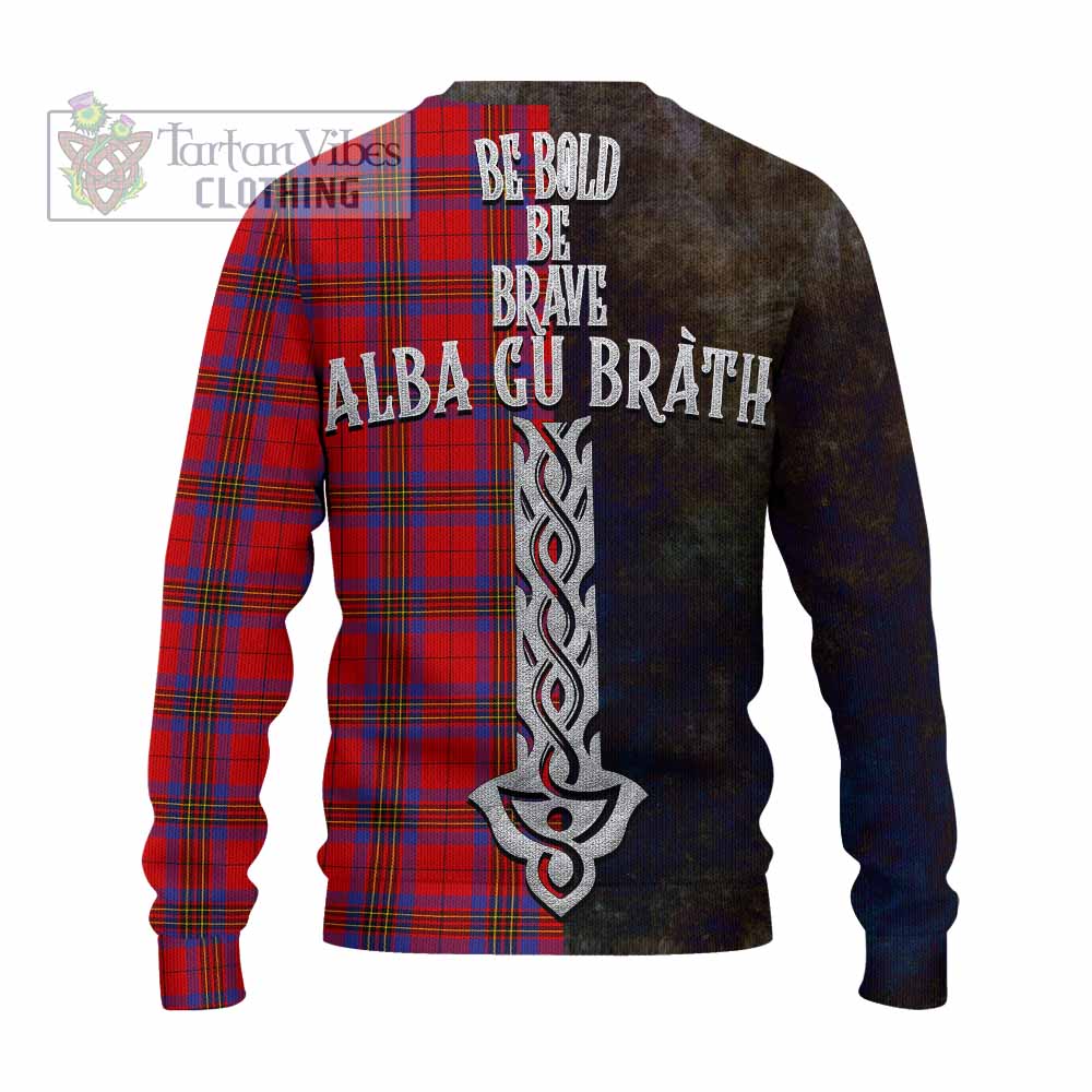 Tartan Vibes Clothing Leslie Tartan Family Crest Knitted Sweater Alba Gu Brath Be Brave Lion Ancient Style