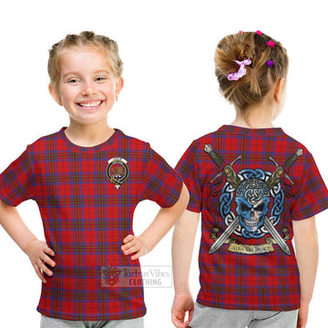 Tartan Vibes Clothing Leslie Tartan Kid T-Shirt with Family Crest Celtic Skull Style