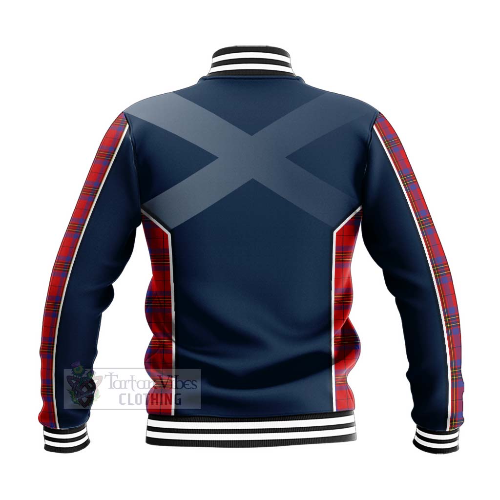 Tartan Vibes Clothing Leslie Tartan Baseball Jacket with Family Crest and Scottish Thistle Vibes Sport Style