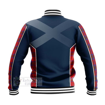 Tartan Vibes Clothing Leslie Tartan Baseball Jacket with Family Crest and Scottish Thistle Vibes Sport Style