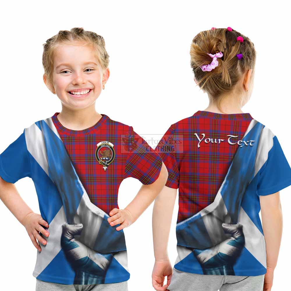 Tartan Vibes Clothing Leslie Tartan Kid T-Shirt with Family Crest Scotland Patriotic Style