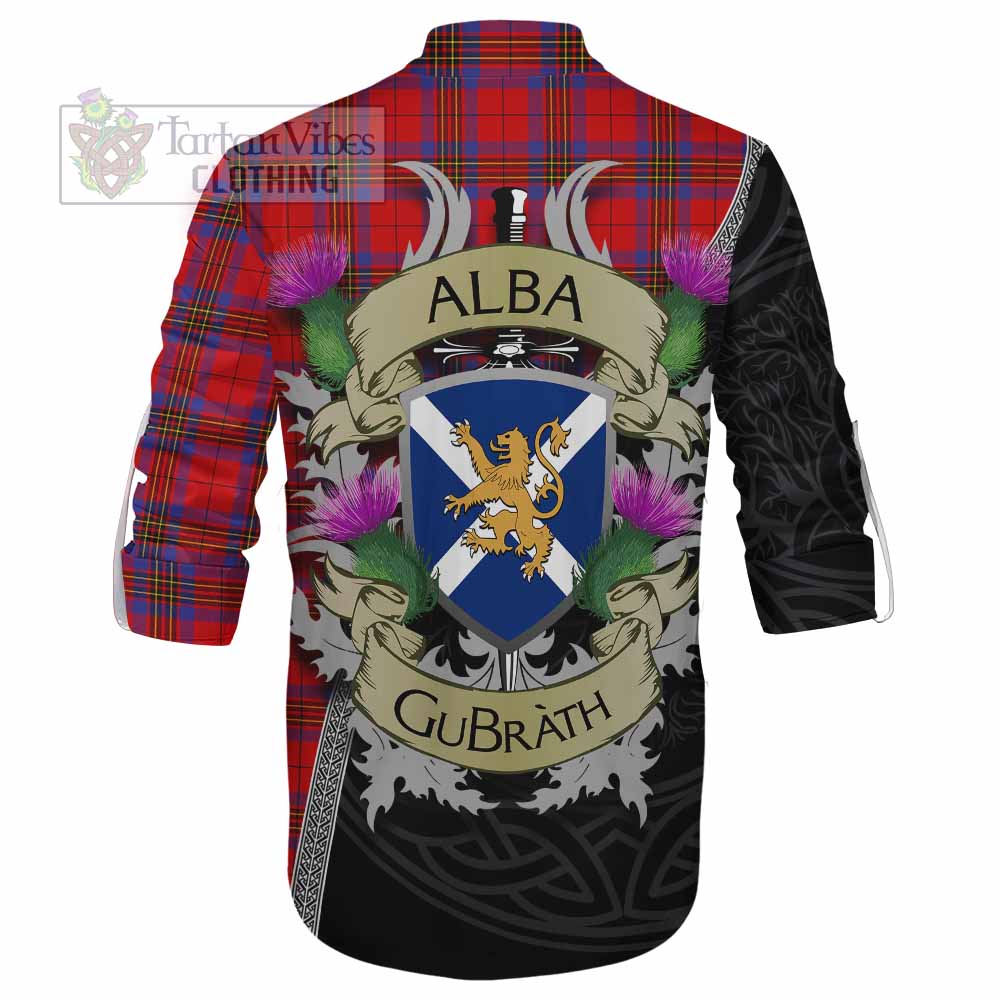 Tartan Vibes Clothing Leslie Tartan Family Crest Ghillie Kilt Shirt Lion Rampant Royal Thistle Shield Celtic Inspired