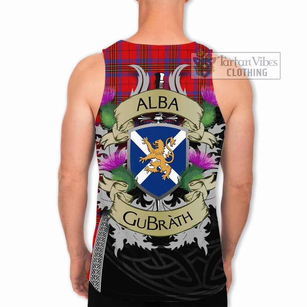 Tartan Vibes Clothing Leslie Tartan Family Crest Men's Tank Top Lion Rampant Royal Thistle Shield Celtic Inspired