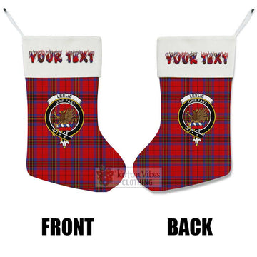 Leslie Tartan Family Crest Christmas Stocking with Personalized Text