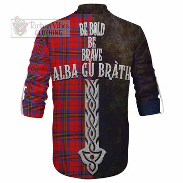 Leslie Tartan Family Crest Ghillie Kilt Shirt Alba Gu Brath Be Brave Lion Ancient Style