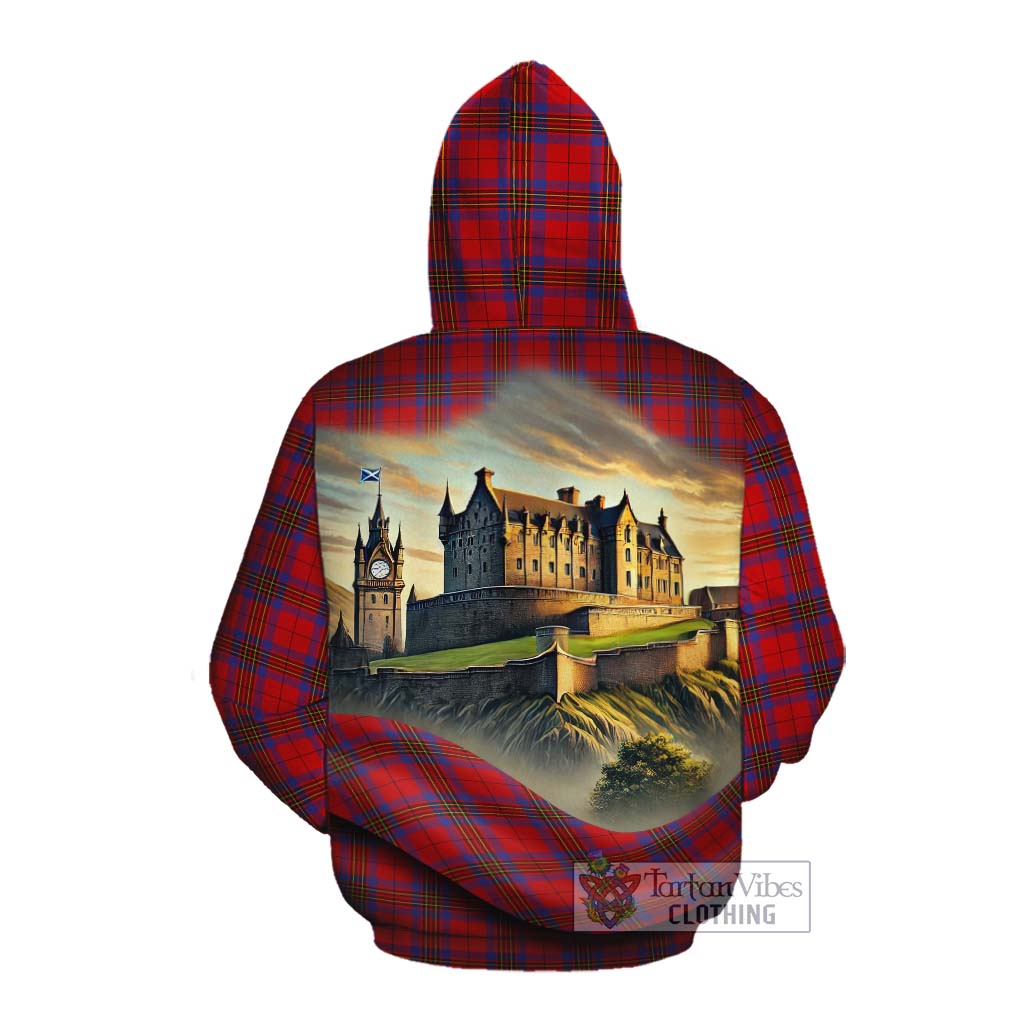 Tartan Vibes Clothing Leslie Tartan Family Crest Cotton Hoodie with Scottish Ancient Castle Style