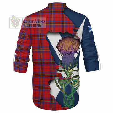 Tartan Vibes Clothing Leslie Tartan Family Crest Ghillie Kilt Shirt Scottish Thistle Celtic Inspired