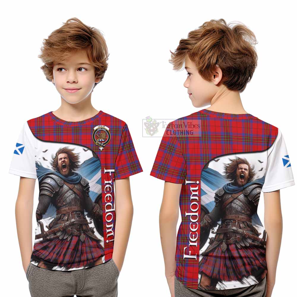 Tartan Vibes Clothing Leslie Crest Tartan Kid T-Shirt Inspired by the Freedom of Scottish Warrior