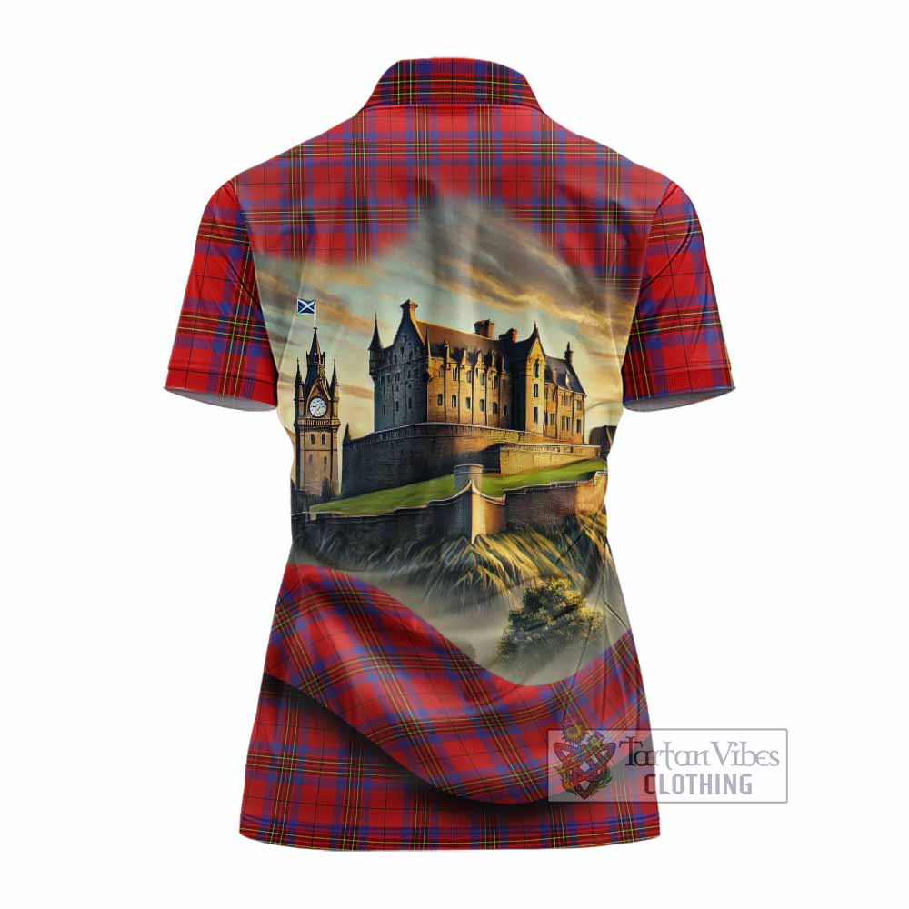 Tartan Vibes Clothing Leslie Tartan Family Crest Women's Polo Shirt with Scottish Ancient Castle Stype