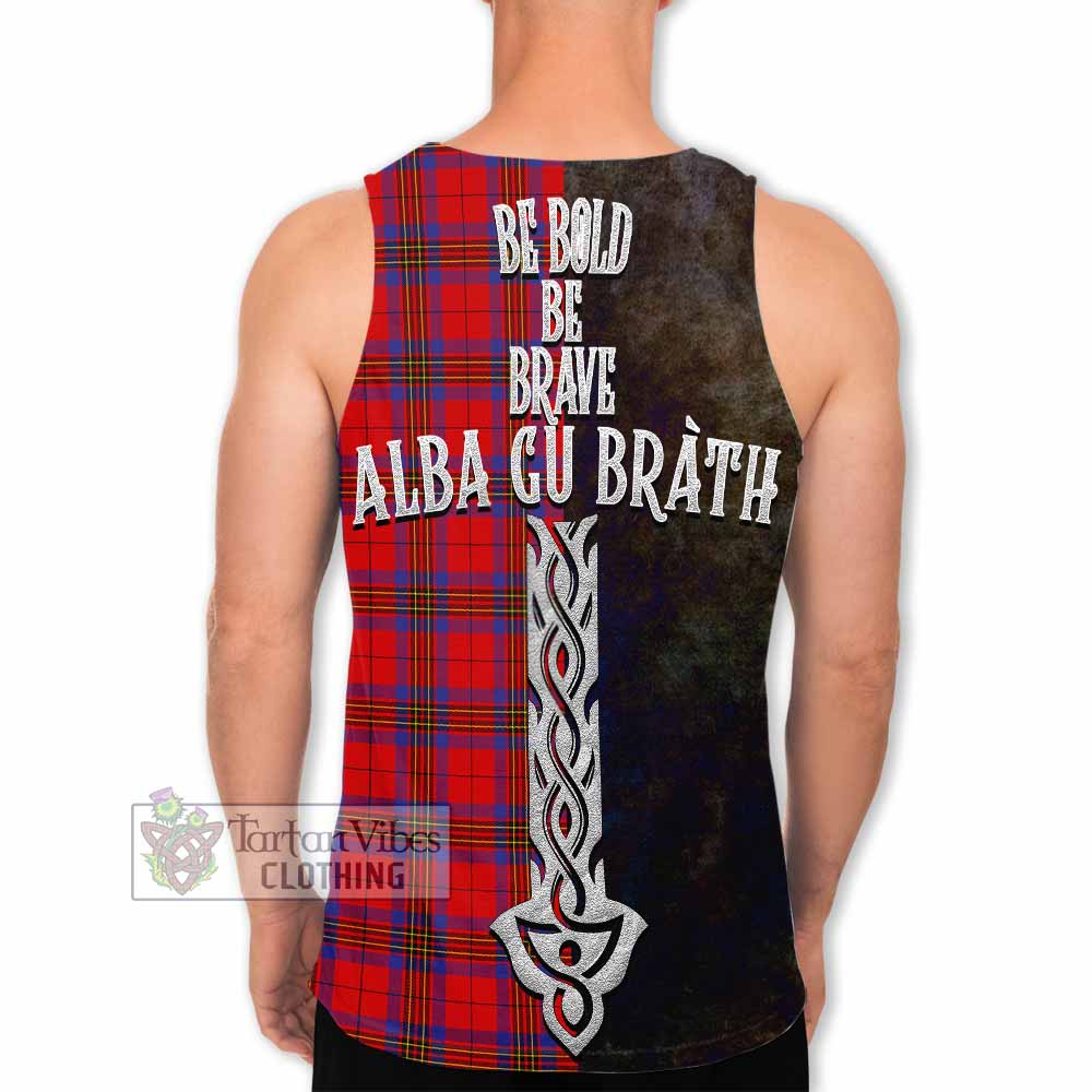 Tartan Vibes Clothing Leslie Tartan Family Crest Men's Tank Top Alba Gu Brath Be Brave Lion Ancient Style