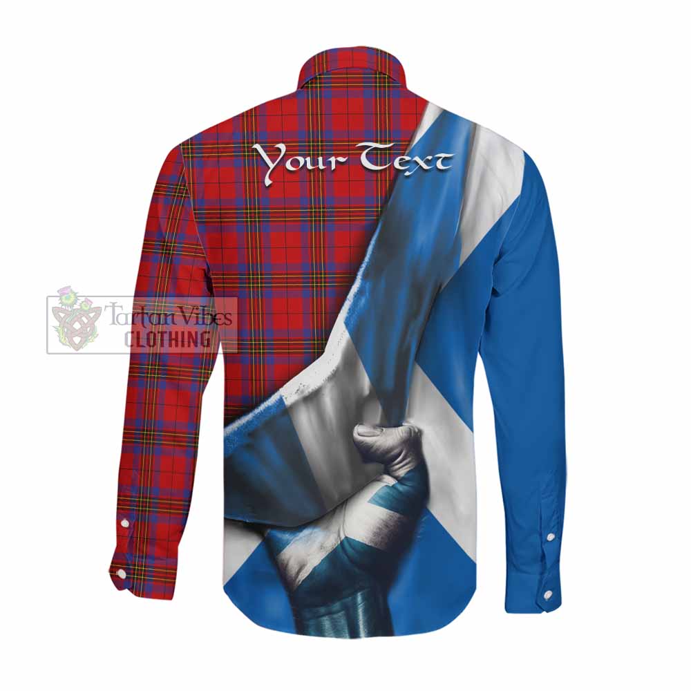 Tartan Vibes Clothing Leslie Tartan Long Sleeve Button Shirt with Family Crest Scotland Patriotic Style