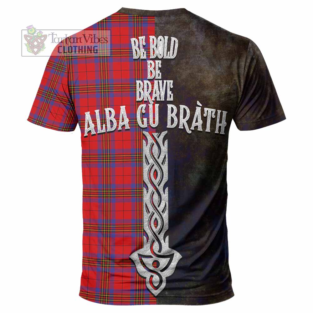 Tartan Vibes Clothing Leslie Tartan Family Crest T-Shirt Alba Gu Brath Be Brave Lion Ancient Style