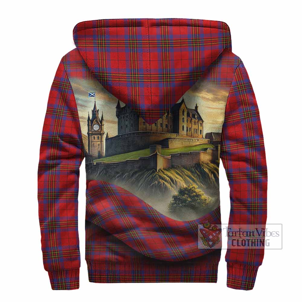 Tartan Vibes Clothing Leslie Tartan Family Crest Sherpa Hoodie with Scottish Ancient Castle Style