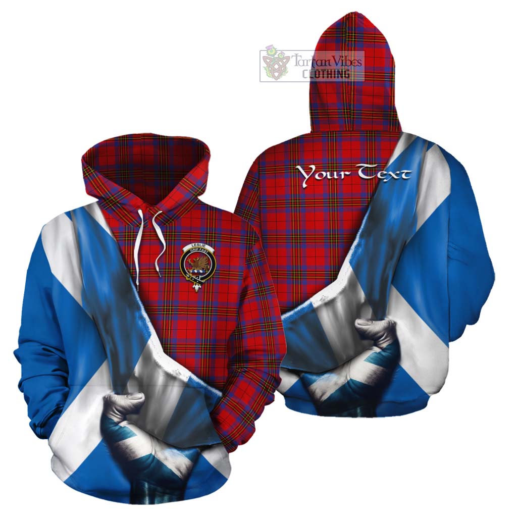 Tartan Vibes Clothing Leslie Tartan Cotton Hoodie with Family Crest Scotland Patriotic Style