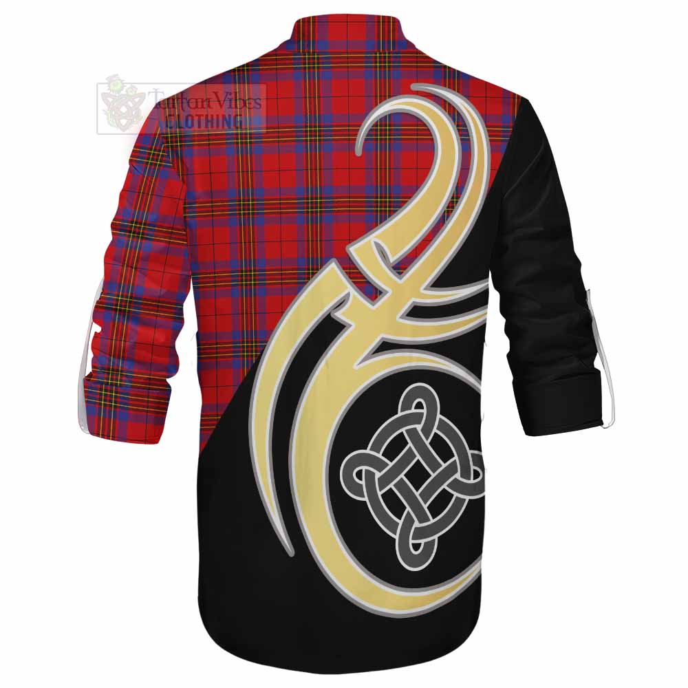 Tartan Vibes Clothing Leslie Tartan Ghillie Kilt Shirt with Family Crest and Celtic Symbol Style