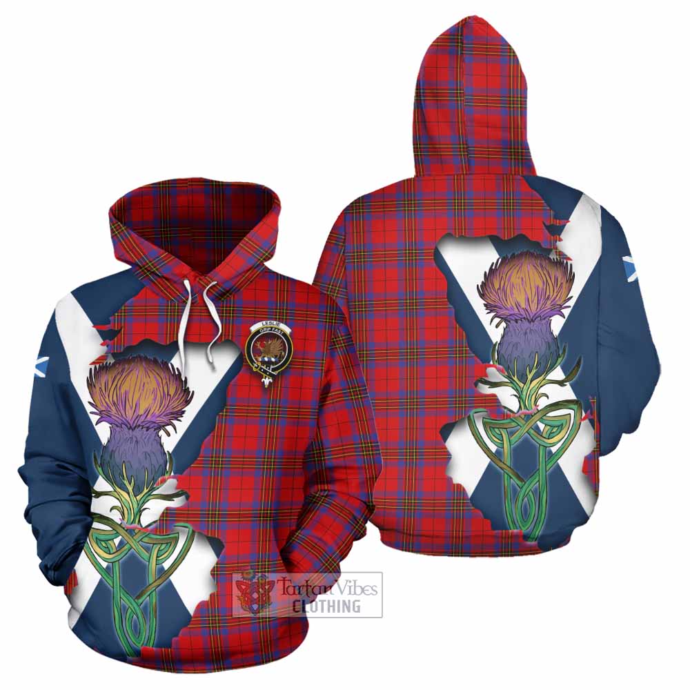 Tartan Vibes Clothing Leslie Tartan Family Crest Hoodie Scottish Thistle Celtic Inspired
