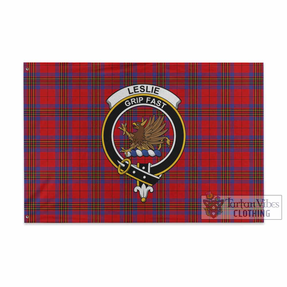 Tartan Vibes Clothing Leslie Tartan House Flag with Family Crest
